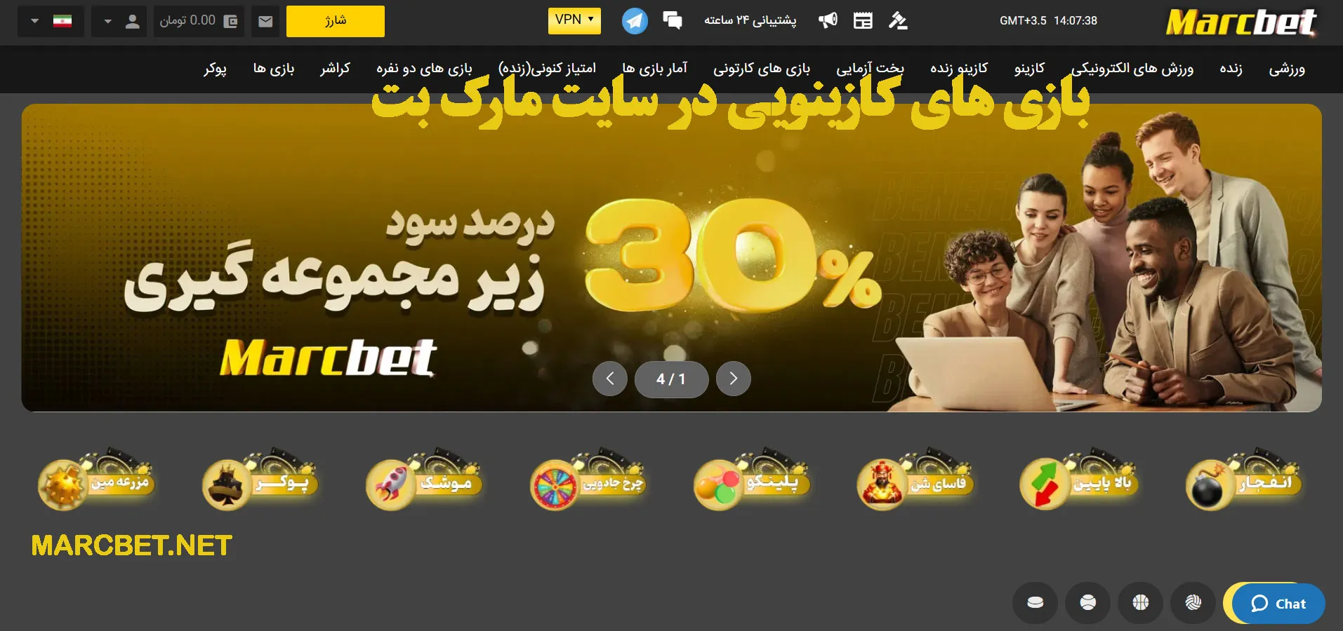 بازی‌ های کازینویی در سایت مارک بت