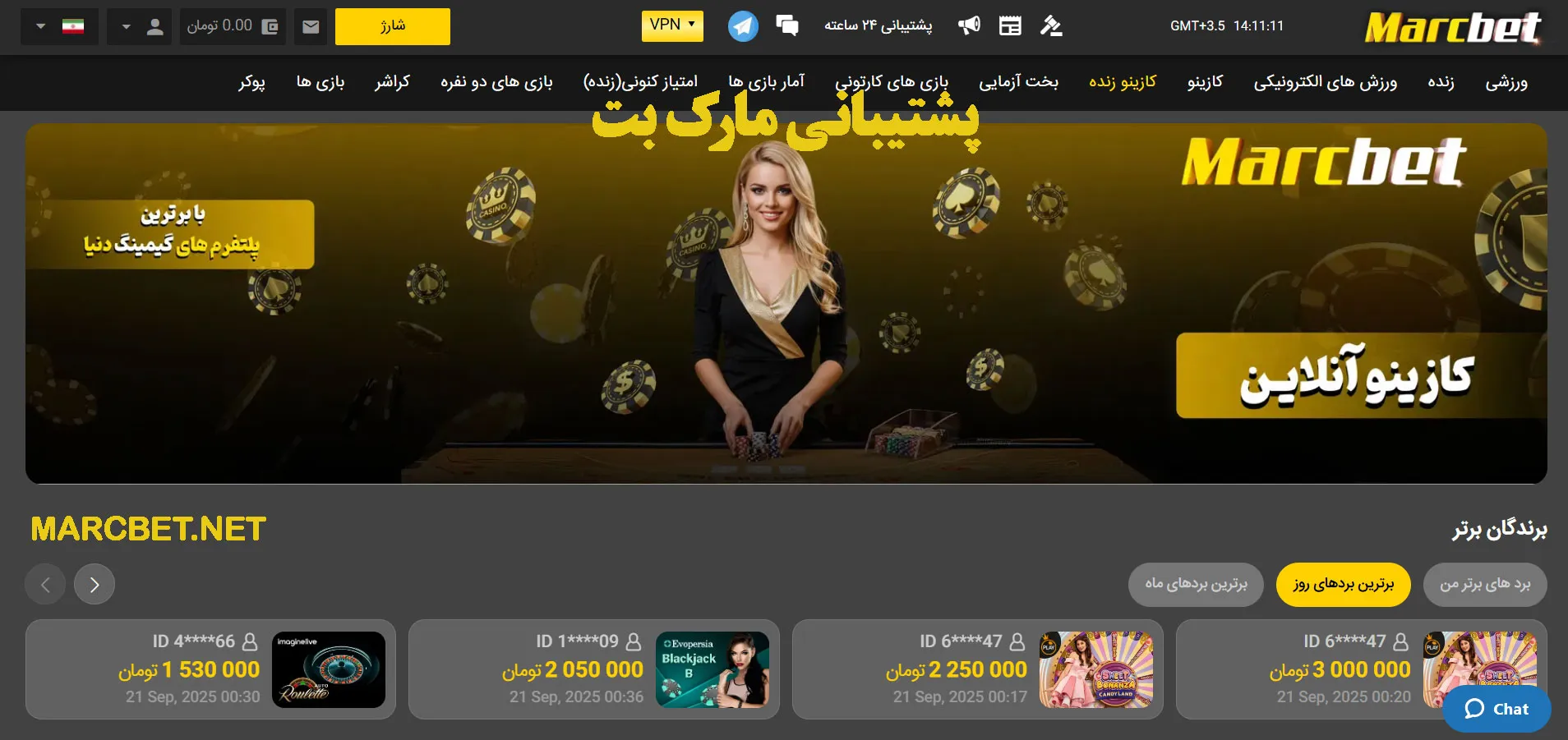 پشتیبانی مارک بت